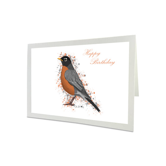 Robin Bird Happy Birthday Greeting Card