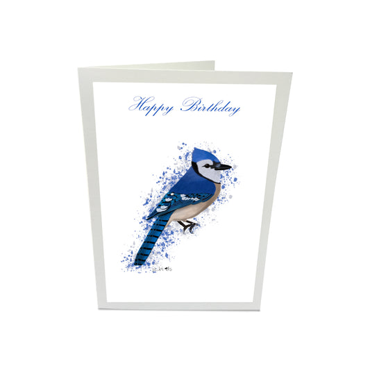 blue jay bird birthday greeting card