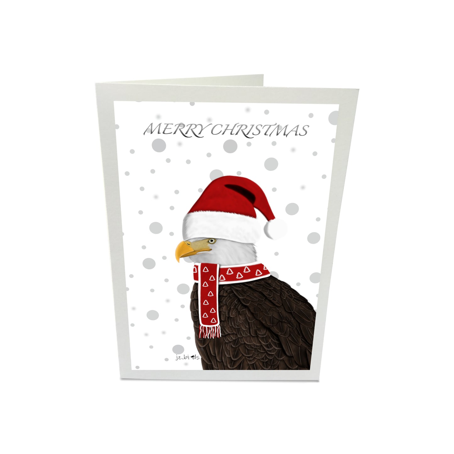 Bald Eagle with Santa Hat and Scarf Merry Christmas Bird Greeting Card