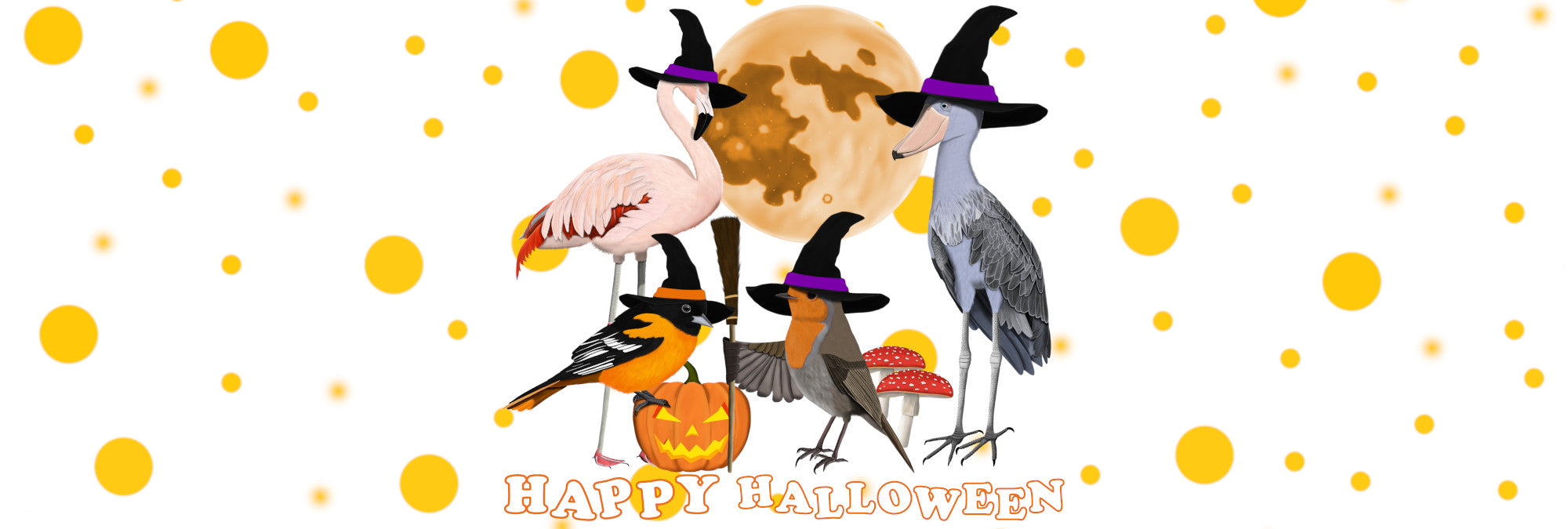 funny Halloween bird designs and decor