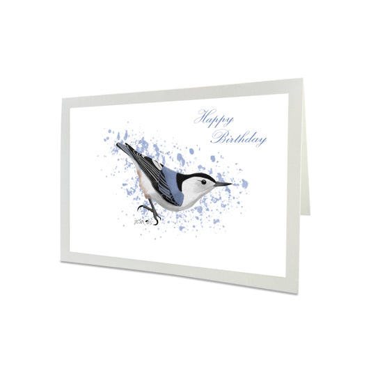 Nuthatch Bird Happy Birthday Greeting Card