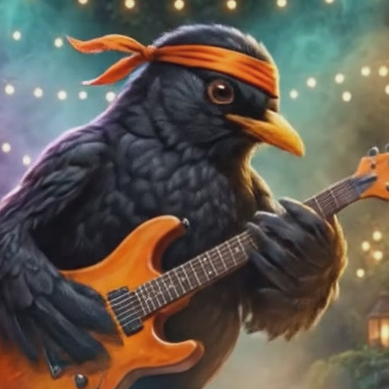 amsel spielt gitarren solo auf einer bühne mit rockband