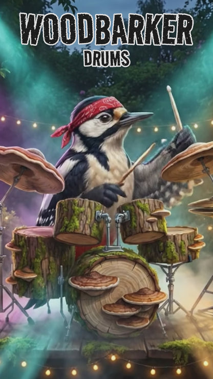 woodpecker playing drum solo