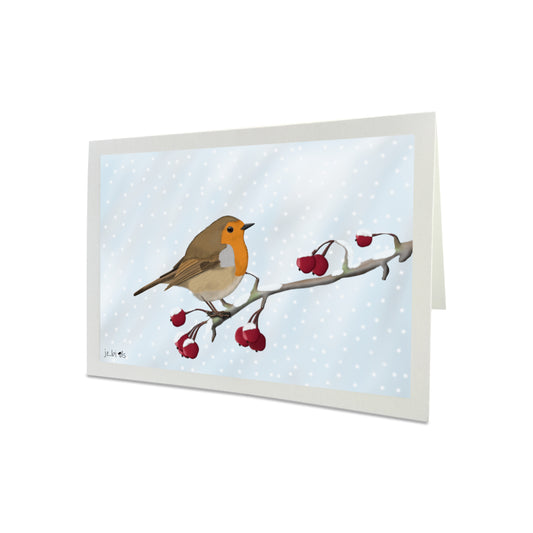 Robin Bird on a Winter Branch Greeting Card