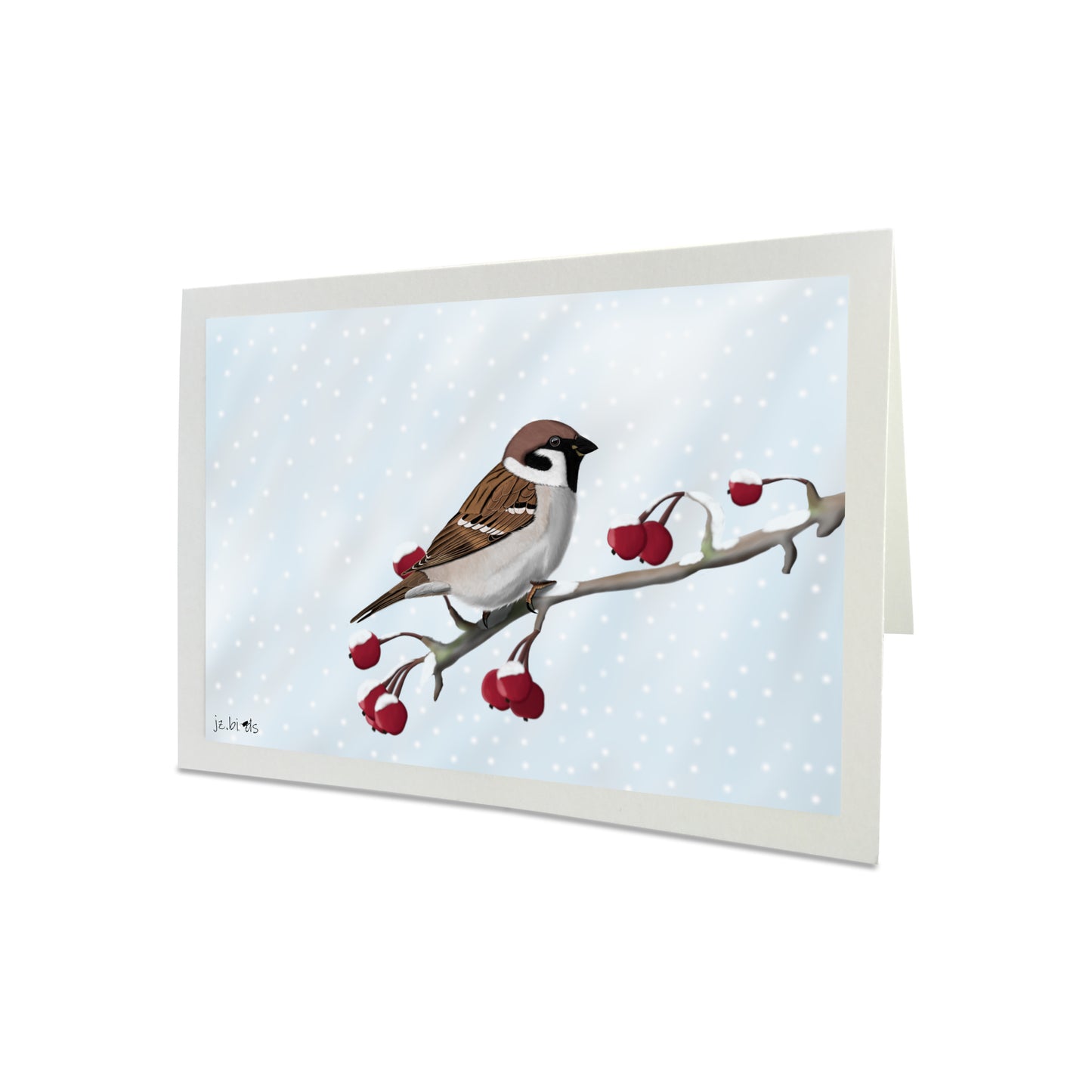 Tree Sparrow Bird on a Winter Branch Greeting Card