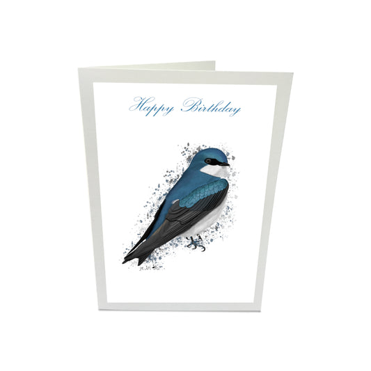 tree swallow bird birthday greeting card