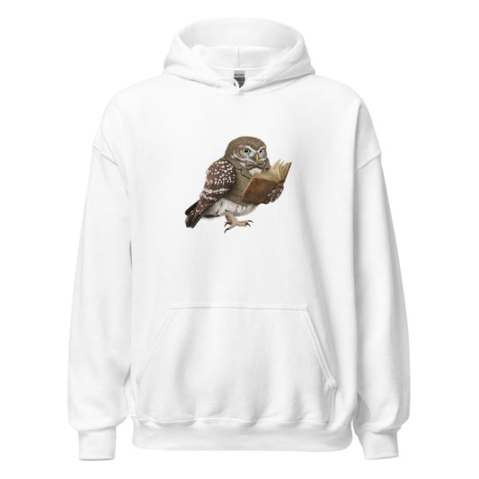 コキンメフクロウ 野鳥 イラスト パーカー (裏起毛) - 男女兼用 - 読書好き