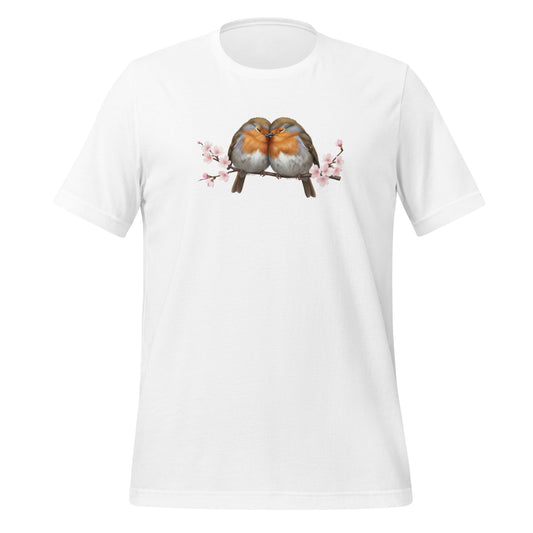 ヨーロッパコマドリと桜の Tシャツ - 野鳥 バードウォッチング 愛鳥家 - ドイツデザイン
