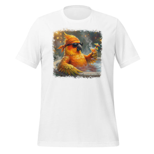 【おもしろ インコTシャツ】サングラスでリラックスするコガネメキシコインコ | ユニセックス