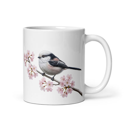 シマエナガと桜のマグカップ / 野鳥デザイン