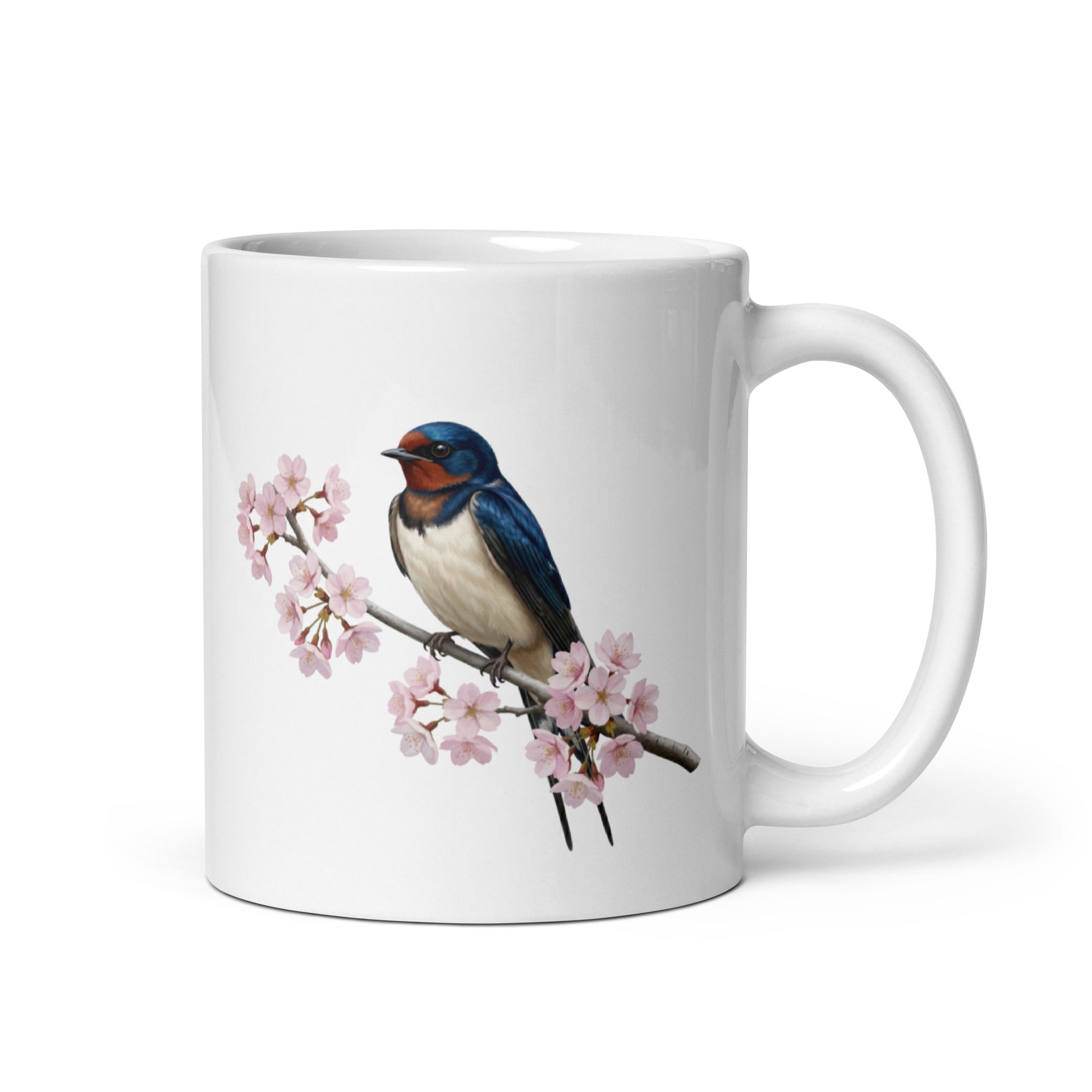 ツバメと桜の マグカップ - 野鳥 バードウォッチング ギフト - ドイツデザイン