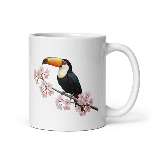 オオハシと桜の マグカップ - 野鳥 バードウォッチング ギフト - ドイツデザイン